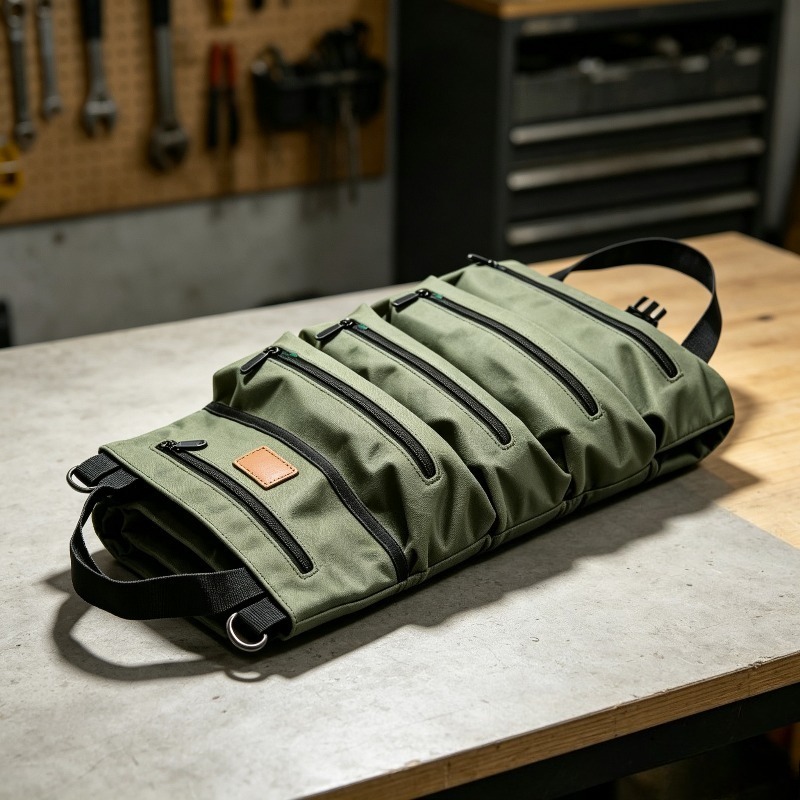 Hand Tools In Workshop - Multifunktionale Werkzeugtasche aus Canvas, Rollen-Werkzeugtasche, Schraubenschlüssel-Organizer,